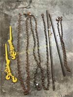 Lot Of Chains & (2) Load Chain Binders