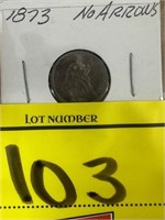 1873 "NO ARROWS" SITTING DIME