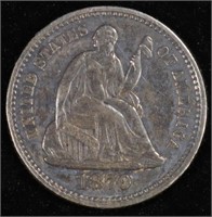 1870 SEATED LIBERTY HALF DIME AU/BU