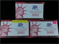 (3) 2002 Silver Proof Set United States Mint