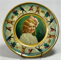 Teddy Bear & Victorian Tin Litho Plate