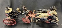Vintage Toys Cast Iron 15" Horse drawn fire engine