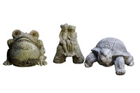 Assembled Frog, Toad and Turtle Garden Sculptures