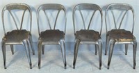FOUR STEEL FRENCH BISTRO CHAIRS