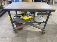 LB Sales Co. Cast Iron Top Rolling Table