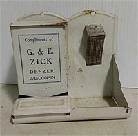 Match safe with advertising G.& E zick denzer WI.