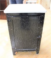 Black enamel top pantry cabinet