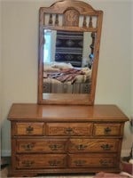 Oak Chest of Drawers w/ Mirror