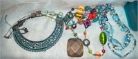 Misc Jewelry Lot:  Antiqued Metal Bib Necklace,
