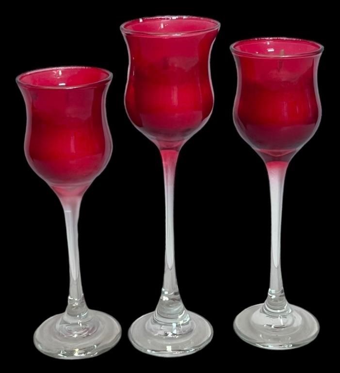Gorgeous Red Glass Candle Holders