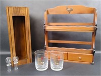 Wood Wall Hanging Display Shelf, 89er Inn Glasses