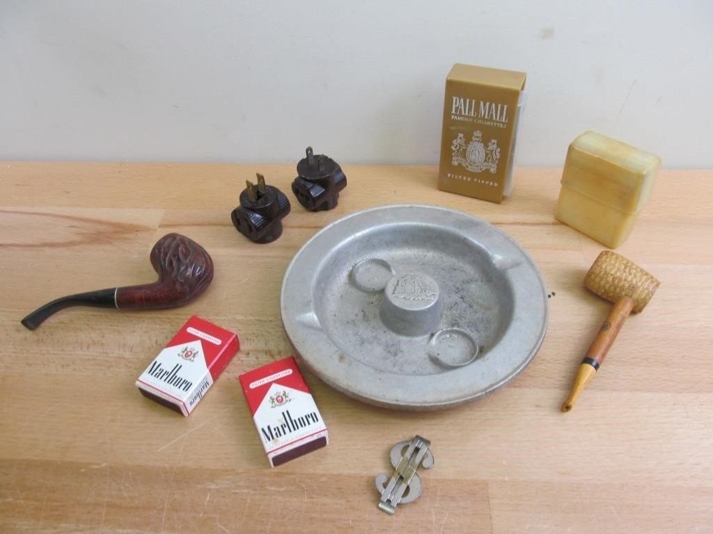 Ashtray and Pipes and other items lot