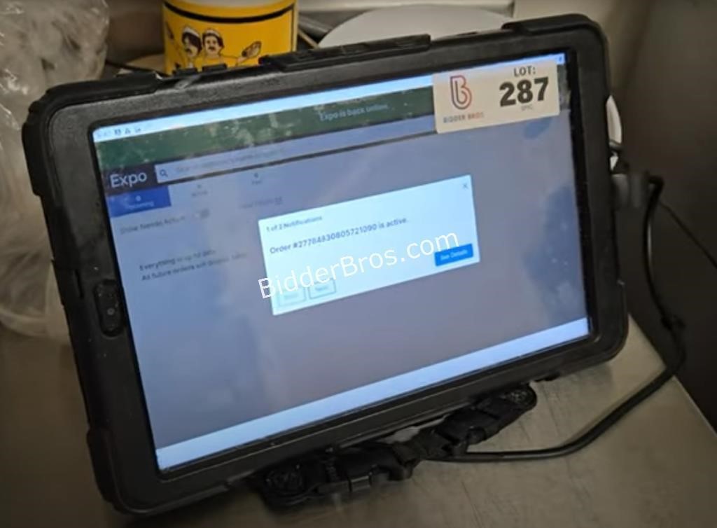 Tablet, In Kitchen. Used for order notifications.