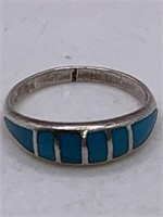 STERLING SILVER TURQUOISE INLAY RING