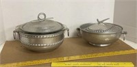 Hammered Aluminum Bowl Carriers With Lids & Pyrex