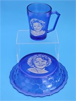 VTG 1930S SHIRLEY TEMPLE CEREAL BOWL AND CHILDS