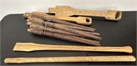 Antique OLD Coal Shovel Handles & Spindles See