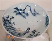Chinese Crane Serving Bowl 11 x 4 inches