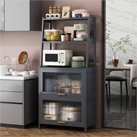 Kitchen Bakers Rack with Freestanding Pantry