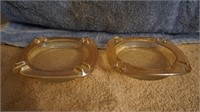 Pair of Vintage Ribbed Glass Ash Tray