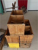 FIVE WOODEN CRATES W/ THREE AUGERS