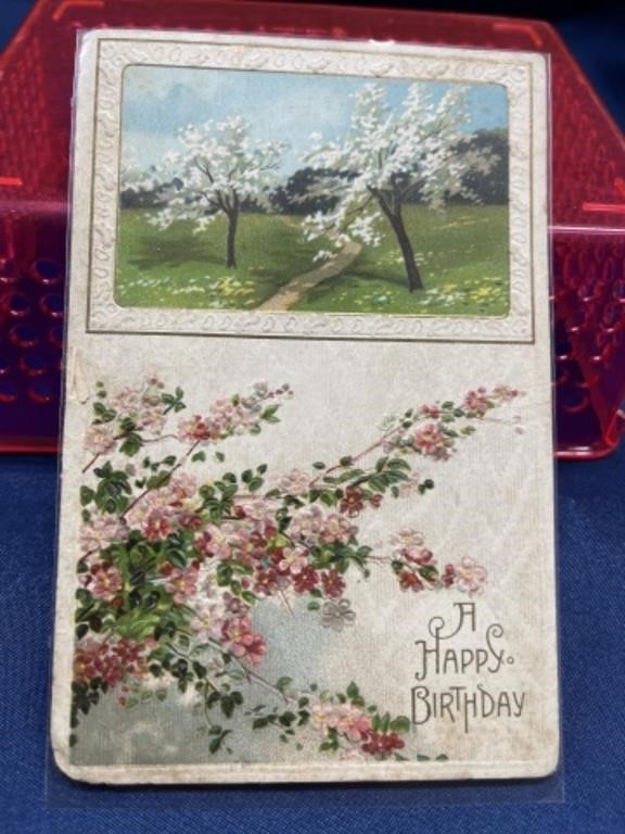 1910 Early 1900s happy birthday postcard