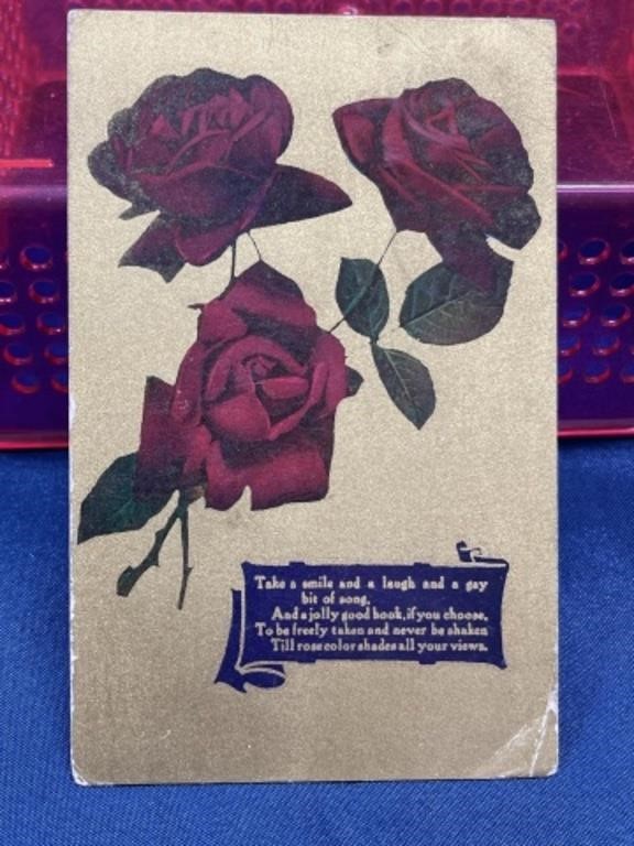 1909 Early 1900’s Roses poem Postcard