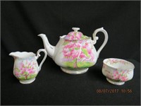 Royal Albert "Blossom Time" Teapot, Cream & Sugar