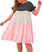YOXUA Womens Plus Size Dress - Ruffle Short Sleeve