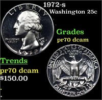Proof 1972-s Washington Quarter 25c Graded pr70 dc