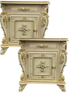 BAROQUE ROCOCO STYLE NIGHTSTAND DRESSERS 28" PAIR