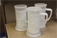 Lot of 3 Milk Glass Mug