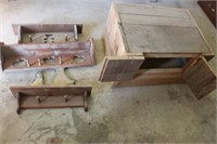 Handmade Base Cabinet & Wood Peg Shelves
