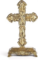 12 H Cast Iron Cross Stand Table  Antique Gold