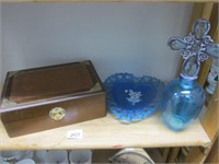 Jewelry Box,Blue Westmoreland Heart Plate,