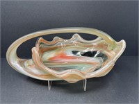 Art Glass Stretch Bowl with Handle