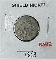 Rare 1869 Shield Nickel