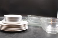 PYREX & ANCHOR COLLECTION W DINNER & SIDE PLATES