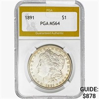 1891 Morgan Silver Dollar PGA MS64