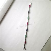 Silver Ruby Emerald Sapphire Bracelet $540