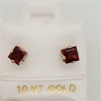 10K Yellow Gold Garnet Earrings $100
