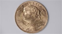 1935 Swiss Gold 20 Francs