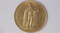 1909 Hungary Gold 10 Korona