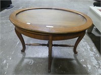 SERVING TABLE W/GLASS TOP