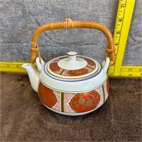 Vtg Fitz & Floyd Kyoto Teapot with Bamboo Handle