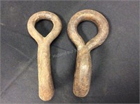 Two Old Iron Hooks, 6 1/2"-7" Long
