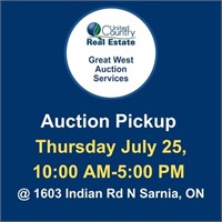 Auction Pickup: Thursday July 25, 10:00 AM-5:00