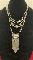 3 Tier Silver Toned Necklace