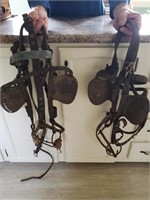 HEAVY LEATHER VINTAGE BRIDLES AND BITS