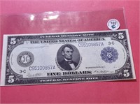 1914 $5 Federal Reserve Note AU